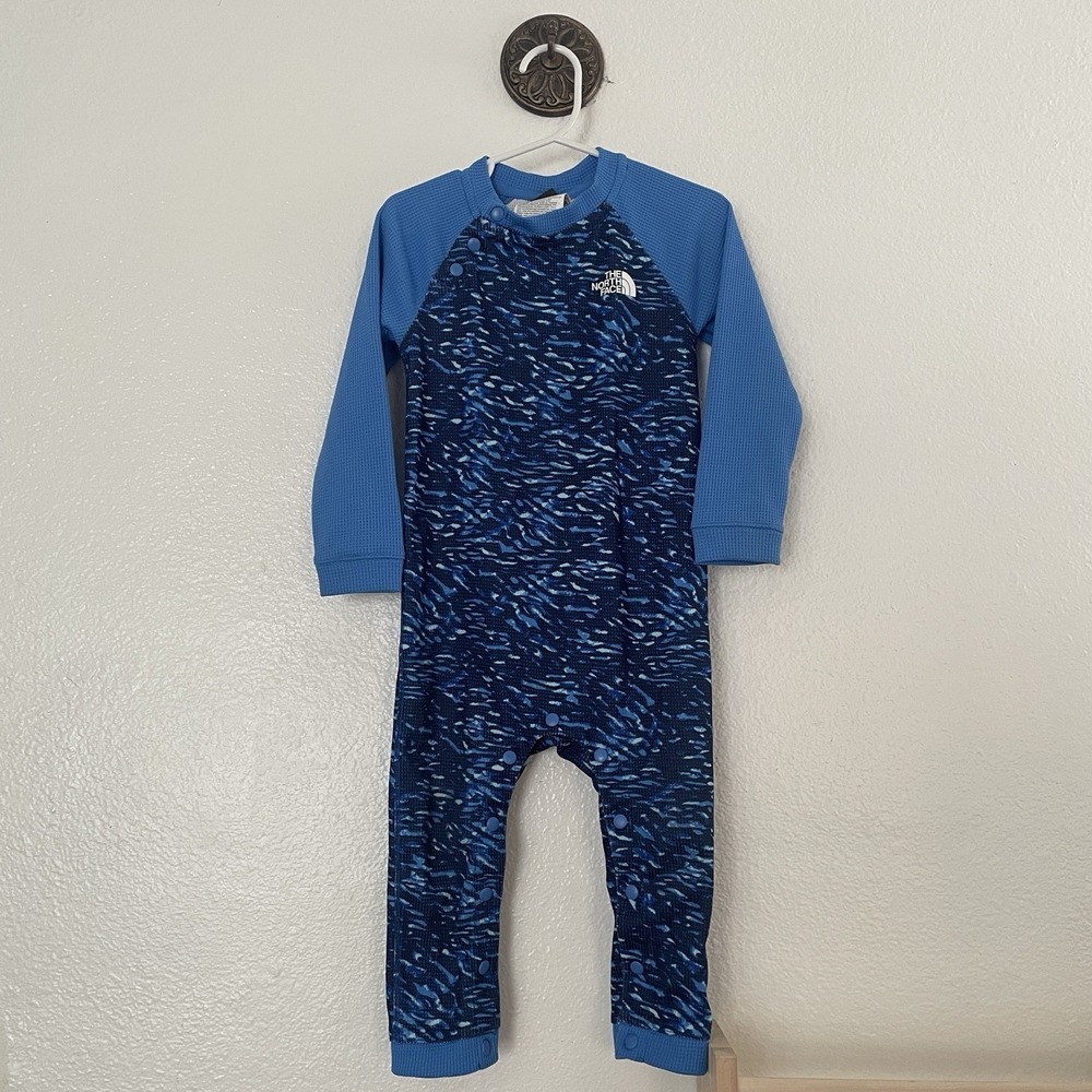 The North Face Blue Camo Waffle Base layer 1 Piece Size 18-24 Months‎